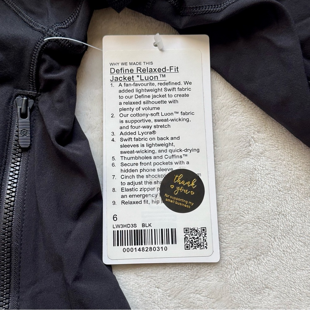 NWT Lululemon Define Relaxed-Fit Jacket Luon – Black – Size 6 - Picture 10 of 10